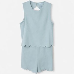 She + Sky NWT Scalloped Sleeveless Romper Blue Medium